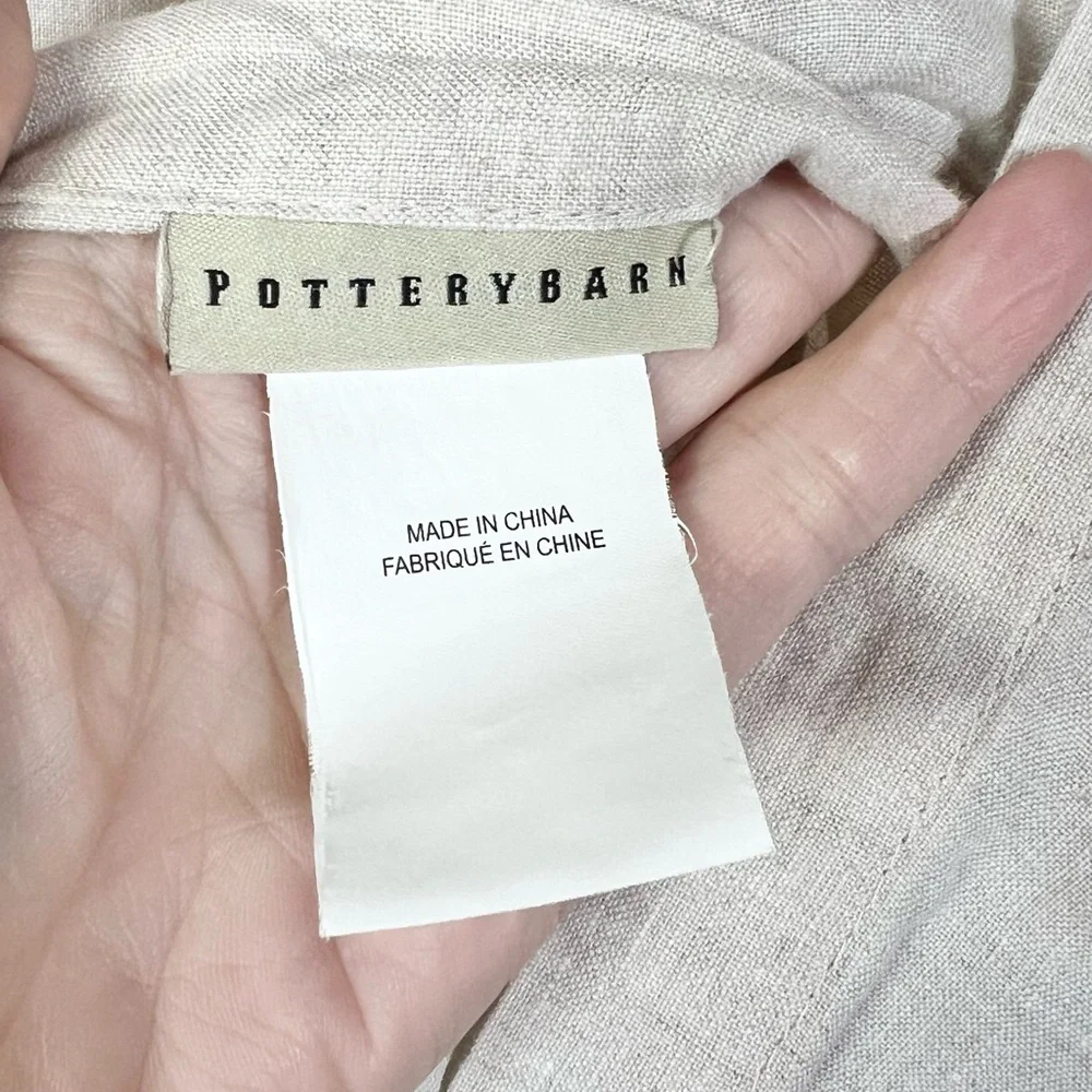 Pottery Barn Belgian Flax Linen Hemstitch Euro Sham - Natural Off-White 26x26